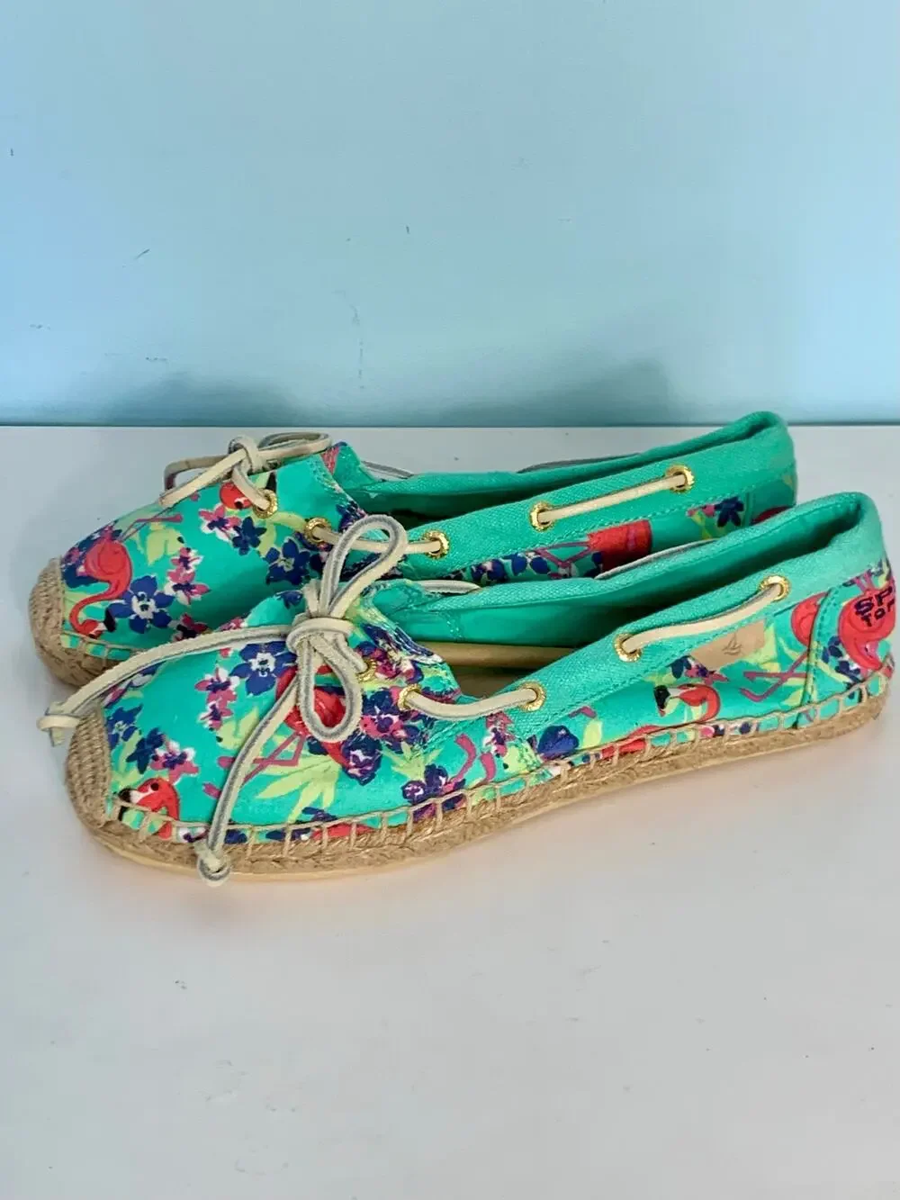 NWOT Sperry Katama Flamingo Print Espadrilles Size 6 1/2